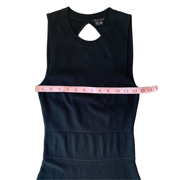 Theory Prosecco Maysen Knit A-Line Back Cutout Black Mini Dress - Picture 11 of 13